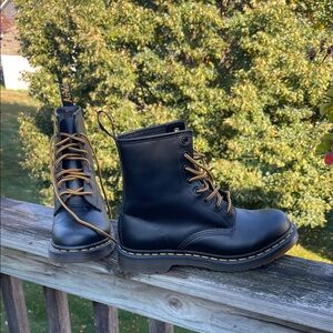 Dr. Martens Black Boots with Yellow Laces (worn once, great condition)